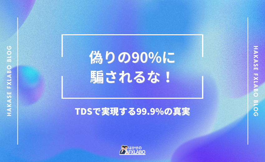 MT4のストラテジーテスターでモデリング品質99.9%が表示されている様子とTDSの設定画面